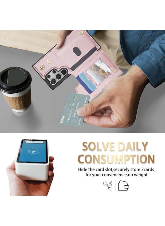 S-TOP Case For Samsung Galaxy S24 Ultra 5G Rhombic Dual Buckle Card Slots Phone Case with Lanyard - Image 5