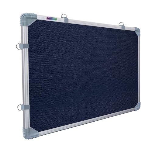 Eduway 2x1.5 Feet Notice Board/Pin Up Board/Bulletin Board/Display Board/Soft Board with High Resilience Foam Fabric for School, Office, Home with (20 Push-Up Pins), (Blue - 41x59 Cms)' - Image 1