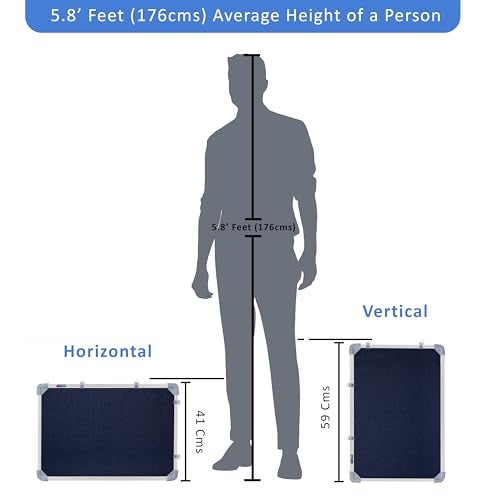 Eduway 2x1.5 Feet Notice Board/Pin Up Board/Bulletin Board/Display Board/Soft Board with High Resilience Foam Fabric for School, Office, Home with (20 Push-Up Pins), (Blue - 41x59 Cms)' - Image 5