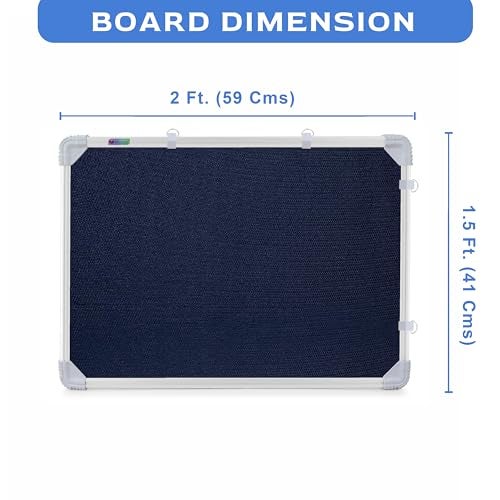 Eduway 2x1.5 Feet Notice Board/Pin Up Board/Bulletin Board/Display Board/Soft Board with High Resilience Foam Fabric for School, Office, Home with (20 Push-Up Pins), (Blue - 41x59 Cms)' - Image 2