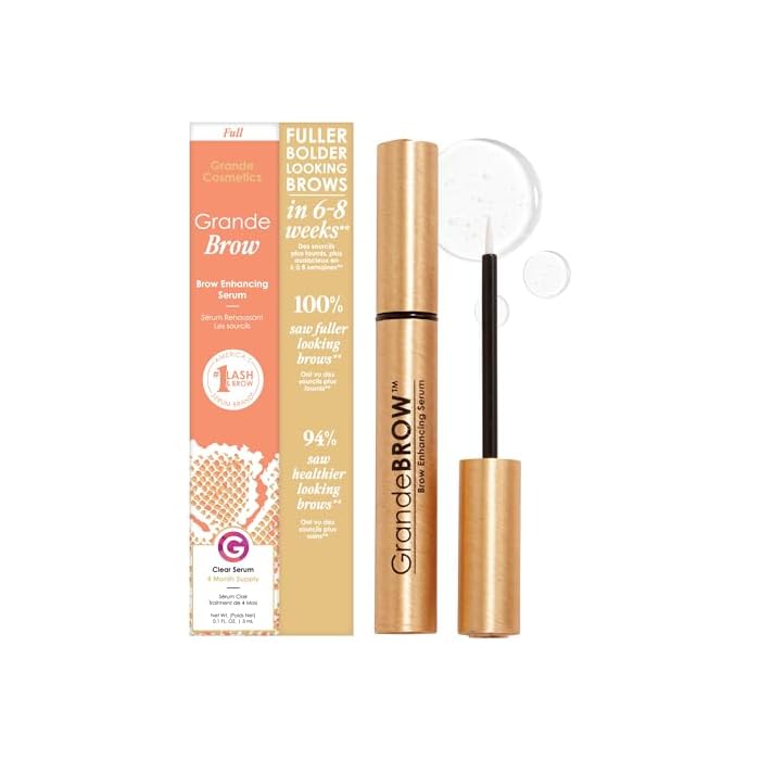 Grande Cosmetics GrandeBROW Brow Enhancing Serum For Fuller, Bolder, Looking Eyebrows - Brow Serum With Vitamins, Peptides, Antioxidants, Amino Acids, Cruelty-Free
