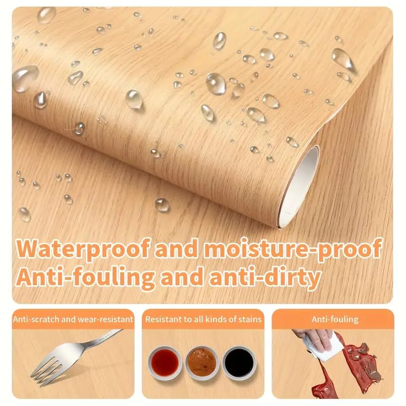 LIVECOOL Wall Paper Self-Adhesive Door Stickers for Renovating Old Doors, Waterproof,Oil Proof,PVC Vinyl DIY Decorative Wallpaper. (Brown Wooden, 60 x 152 cm) - Image 3