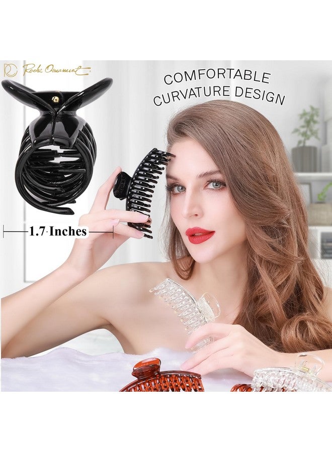 RC ROCHE ORNAMENT 6 Pcs Womens Classic Double Multi Layer Fine Teeth Claws Jaw Interlocking Strong Hold No Slip Firm Grip Hair Clutcher Clamp Beauty Fashion Accessory, Medium Clear Brown And Black - Image 1