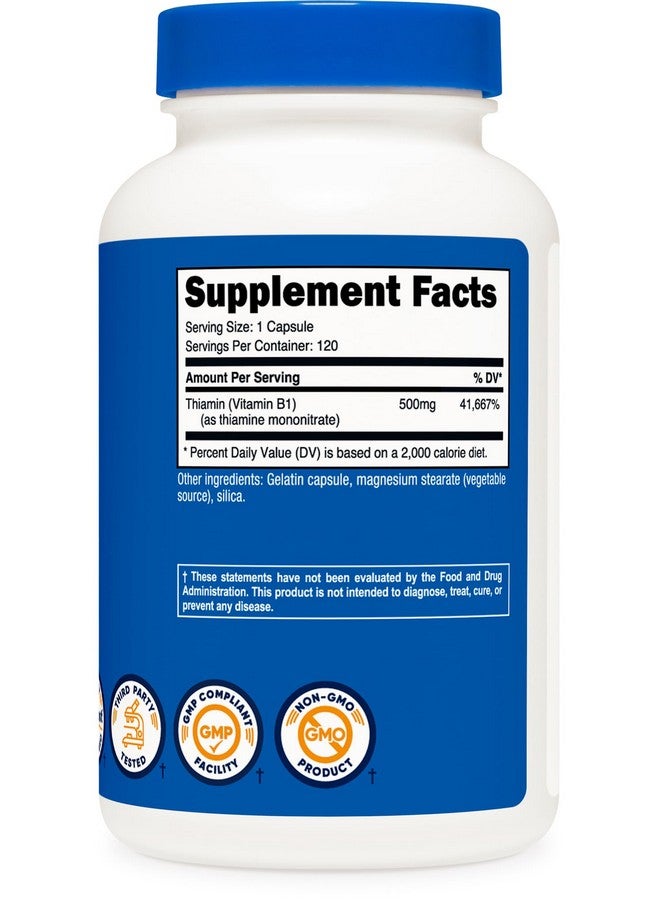 Nutricost Vitamin B1 (Thiamine) 500mg, 120 Capsules - Image 4