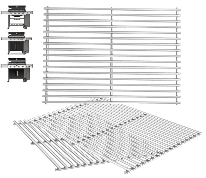 PETKAO 66089 Genesis II GS4 Grill Grates for Weber 4 Burner Genesis 2 GS4 Grill Parts Replacement Weber Genesis IIII LX 400 SER GBS II E410 E435 S435 Accessories 66097 Genesis 400 2022 YRS Stainless Steel