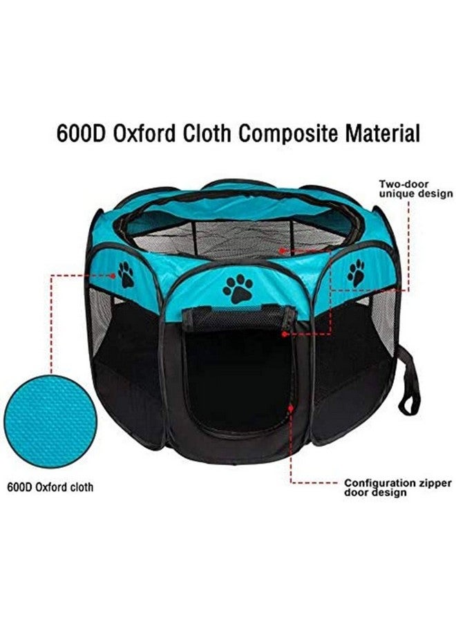 Pet Playpen Dog Tent Cat Kennel Puppy Foldable Bed House For Small Animal Rabbit Medium Kitten Indoor Outdoor Travel Camping Exercise (Blue, Small) - Image 3