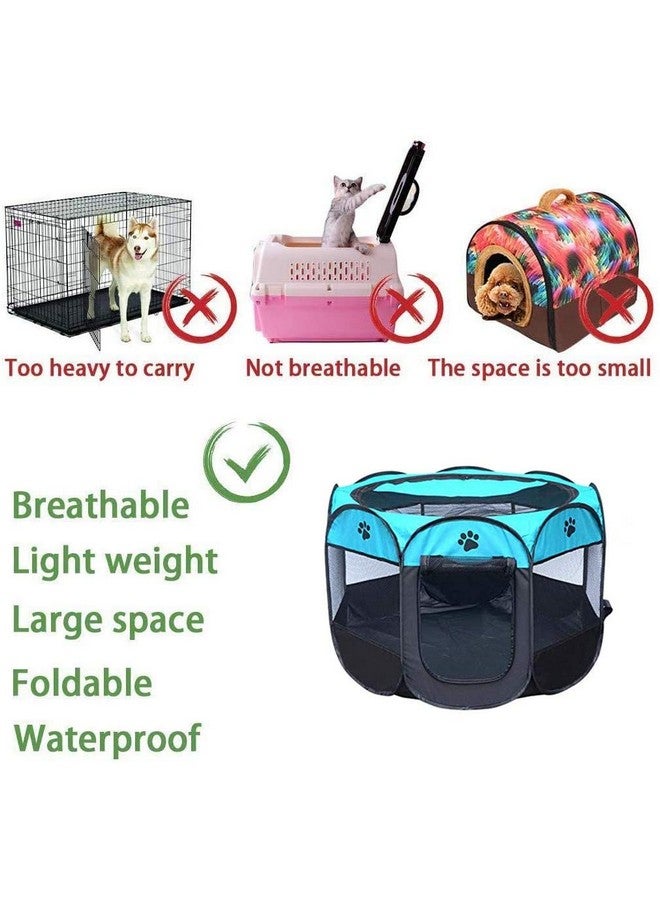 Pet Playpen Dog Tent Cat Kennel Puppy Foldable Bed House For Small Animal Rabbit Medium Kitten Indoor Outdoor Travel Camping Exercise (Blue, Small) - Image 4