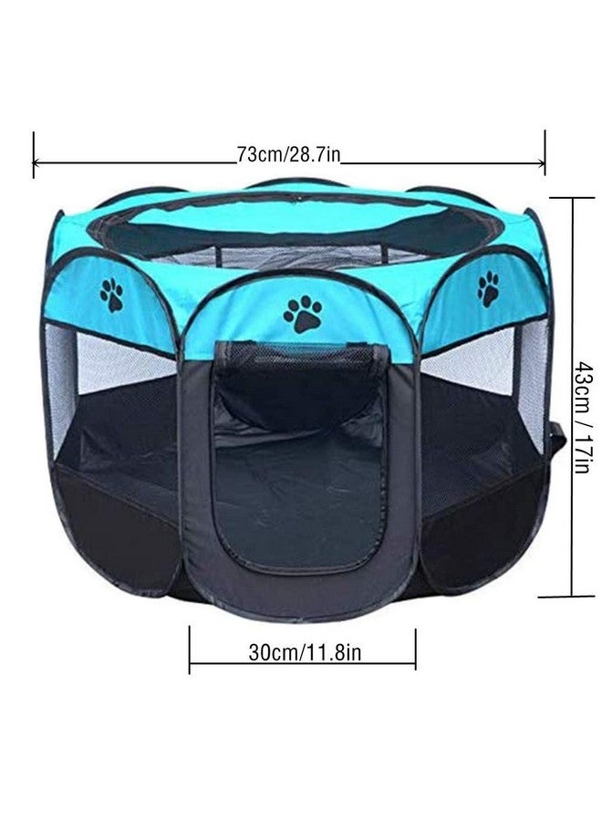 Pet Playpen Dog Tent Cat Kennel Puppy Foldable Bed House For Small Animal Rabbit Medium Kitten Indoor Outdoor Travel Camping Exercise (Blue, Small) - Image 2