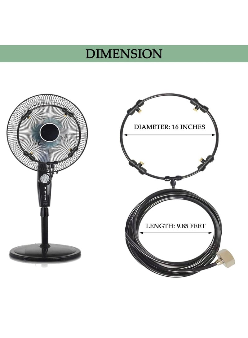 SYOSI Fan Misting Kit for Outdoor Cooling, 16 Inch Misters for Patio & Garden, 9.85FT Misting Hose with 5 Brass Nozzles, Ideal for Backyard Barbecues, Parties, Events, and Heat Relief (16 IN) - Image 3
