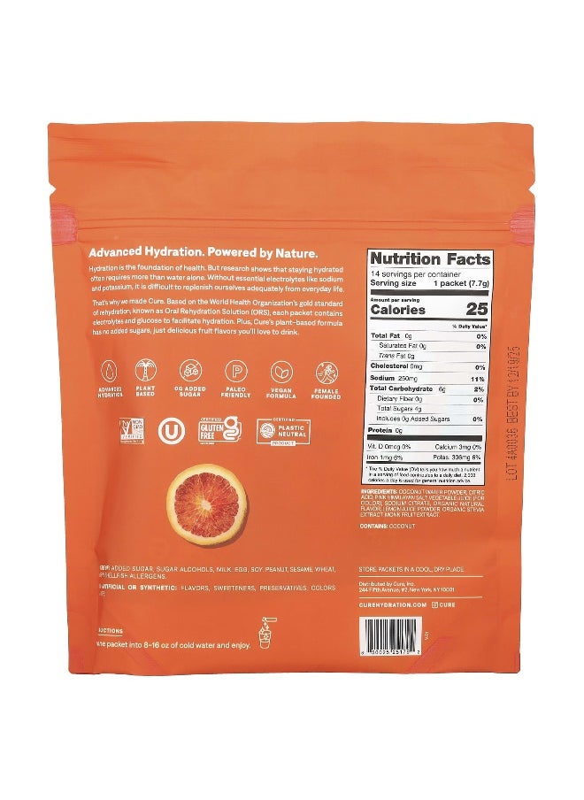 Cure Hydration Cure Hydration, Electrolyte Drink Mix, Blood Orange, 14 Packets, 0.27 oz (7.7 g) Each  - Image 2