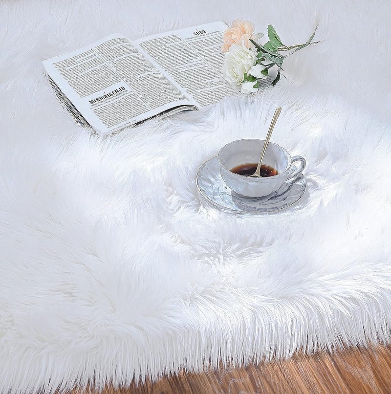 HEBEZON Faux Sheepskin Fur Rug Faux Fur Runner Hard Backing Rug for Bedroom Living Room Floor Cushion Home Dcor Bedside RunnerMat Decorative Fur for Chair Sofa Bed 2ft x 3ft - Image 4