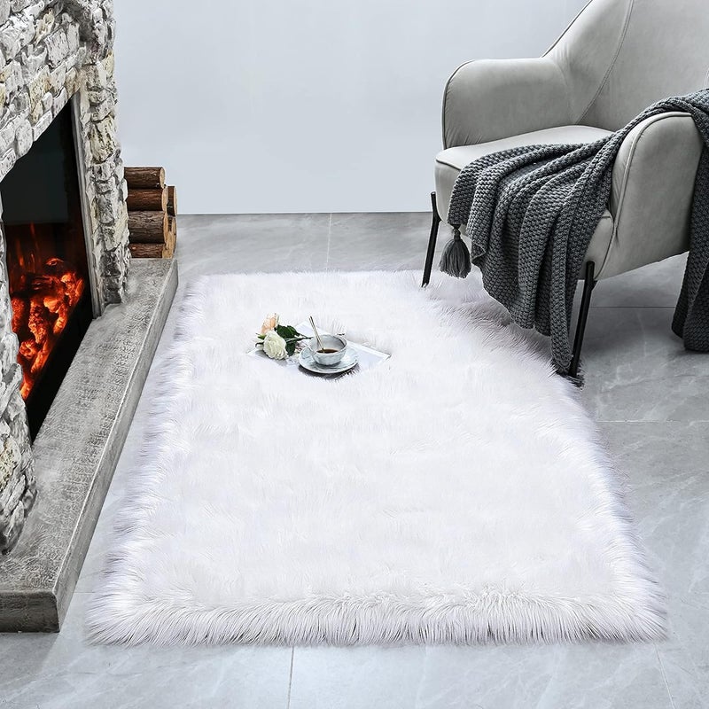 HEBEZON Faux Sheepskin Fur Rug Faux Fur Runner Hard Backing Rug for Bedroom Living Room Floor Cushion Home Dcor Bedside RunnerMat Decorative Fur for Chair Sofa Bed 2ft x 3ft - Image 5