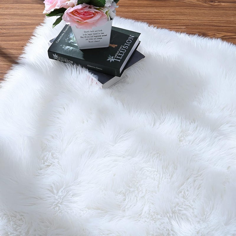HEBEZON Faux Sheepskin Fur Rug Faux Fur Runner Hard Backing Rug for Bedroom Living Room Floor Cushion Home Dcor Bedside RunnerMat Decorative Fur for Chair Sofa Bed 2ft x 3ft - Image 3