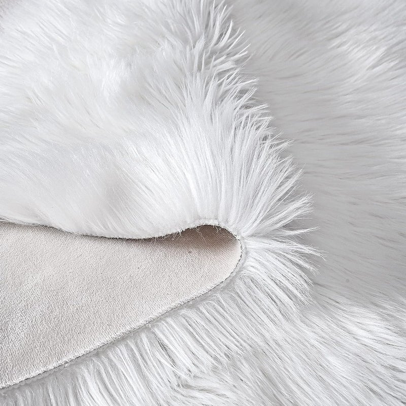 HEBEZON Faux Sheepskin Fur Rug Faux Fur Runner Hard Backing Rug for Bedroom Living Room Floor Cushion Home Dcor Bedside RunnerMat Decorative Fur for Chair Sofa Bed 2ft x 3ft - Image 2