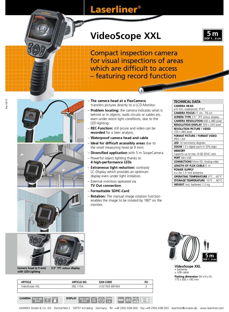 Laserliner Compact inspection camera with display screen - Image 2