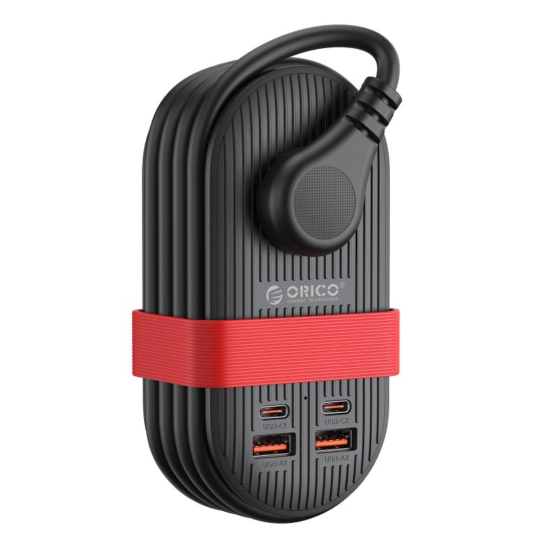 Orico أوريكو 65 واط شريط الطاقة للسفر USB، محطة شحن 7 في 1 مع 3 مخرج AC، 2 USB-A، 2 USB-C، قابس مسطح وكابل تمديد رفيع بطول 4 أقدام، شاحن سريع لماك بوك، آيباد، آيفون 17/16/15 - TK65 - Image 1