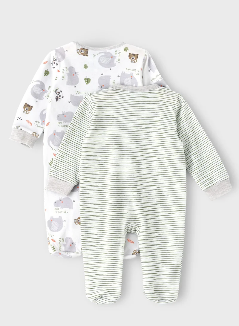 Boo Boo BooBoo Kids Jungle Range 2 Pack sleepsuits