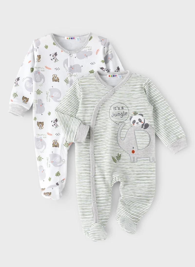 Boo Boo BooBoo Kids Jungle Range 2 Pack sleepsuits