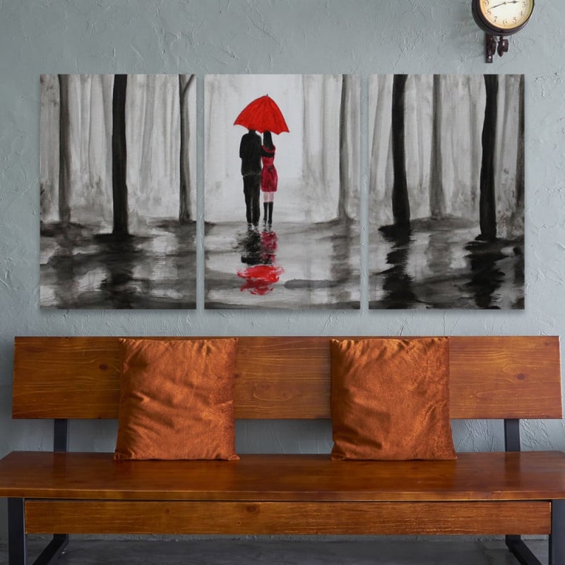 Marktna Three luxurious modern-designed canvas prints with a hollow frame, measuring (150×70), three pieces - Image 1