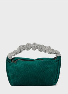 Diamante Handle Ruched Bag
