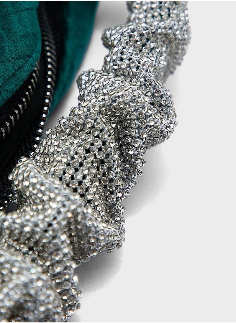 FYOR - Diamante Handle Ruched Bag - Image 1