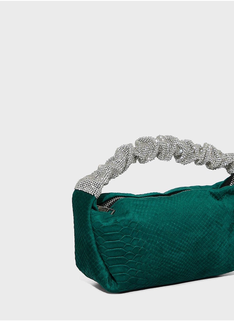 FYOR - Diamante Handle Ruched Bag - Image 1