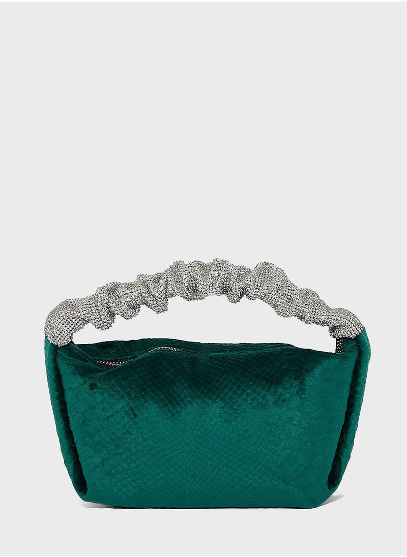 FYOR - Diamante Handle Ruched Bag - Image 1