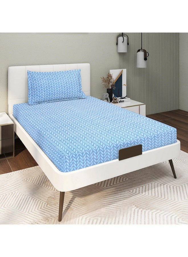 RD TREND® تقدم ملاءة سرير مفرد من بولي قطن 210 TC، حجم-60X90 بوصة (152X228 سم)، ملاءة سرير مفرد مع غطاء وسادة (18X28 بوصة) أزرق - Image 1