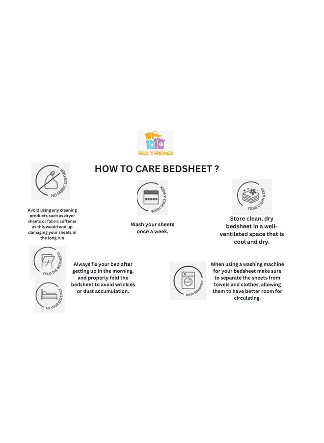 RD TREND® تقدم ملاءة سرير مفرد من بولي قطن 210 TC، حجم-60X90 بوصة (152X228 سم)، ملاءة سرير مفرد مع غطاء وسادة (18X28 بوصة) أزرق - Image 5