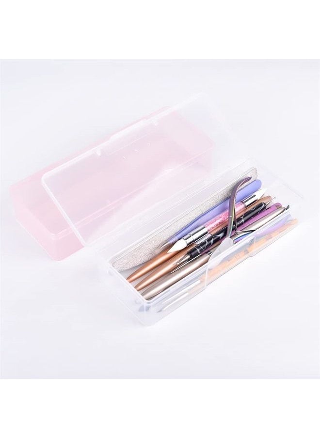 Rolabling Transparent Empty Plastic Nail Storage Box Nail Art Equipment Manicure Tool Storage Case (Pink)  - Image 3
