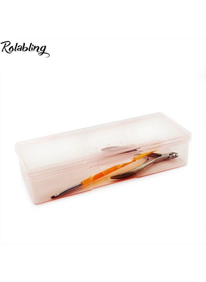 Rolabling Transparent Empty Plastic Nail Storage Box Nail Art Equipment Manicure Tool Storage Case (Pink)  - Image 1