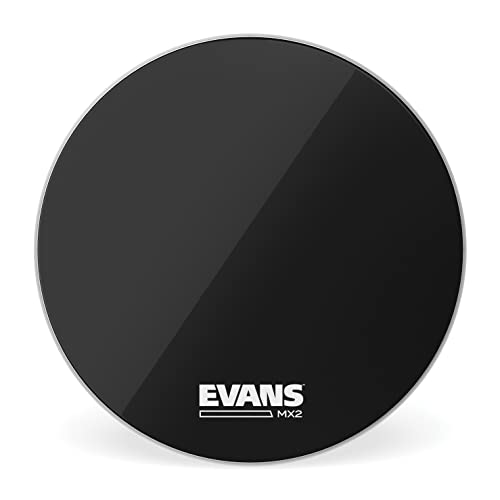 Evans MX2 Black Marching Bass Drum Head, 16 Inch - Image 1