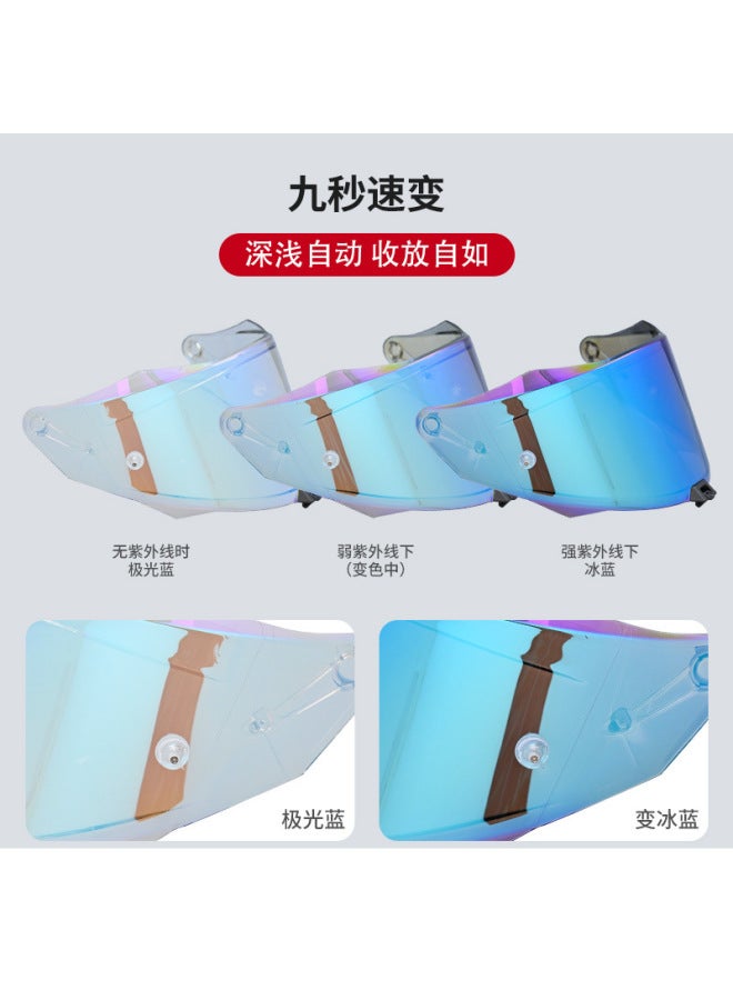 R2r Photochromic Helmet Lenses for Electric Scooters Full-Face Helmet - Aurora Blue to Ice Blue
