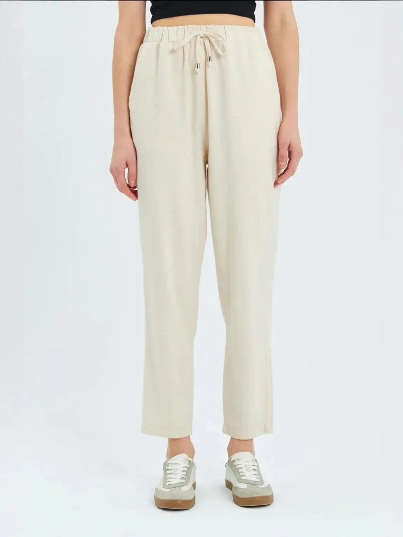 Mixray Natural Mixray High Waist Pants with Drawstring for Women | Best Price UAE