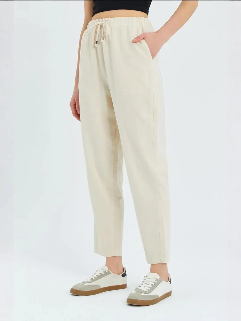Mixray Natural Mixray High Waist Pants with Drawstring for Women | Best Price UAE