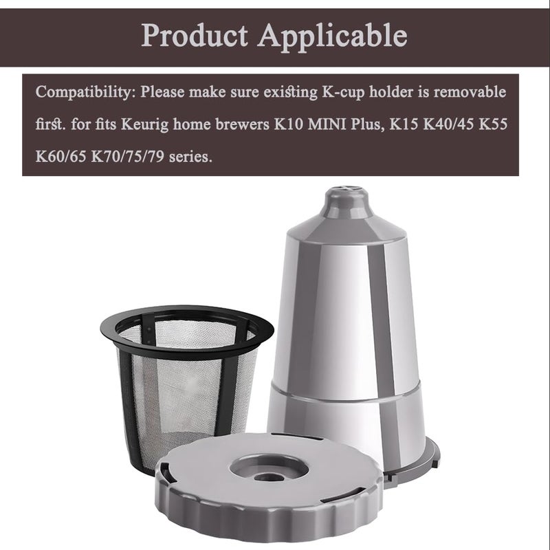 DSYJ for Keurig My K-Cup Reusable Coffee Filter, Brew Coffee or Tea, Fits K10 K15 K40/45 K55 K60/65 K70/75/79 Series with Sustainable Coffee Accessories, Gray 3 Pack - Image 5
