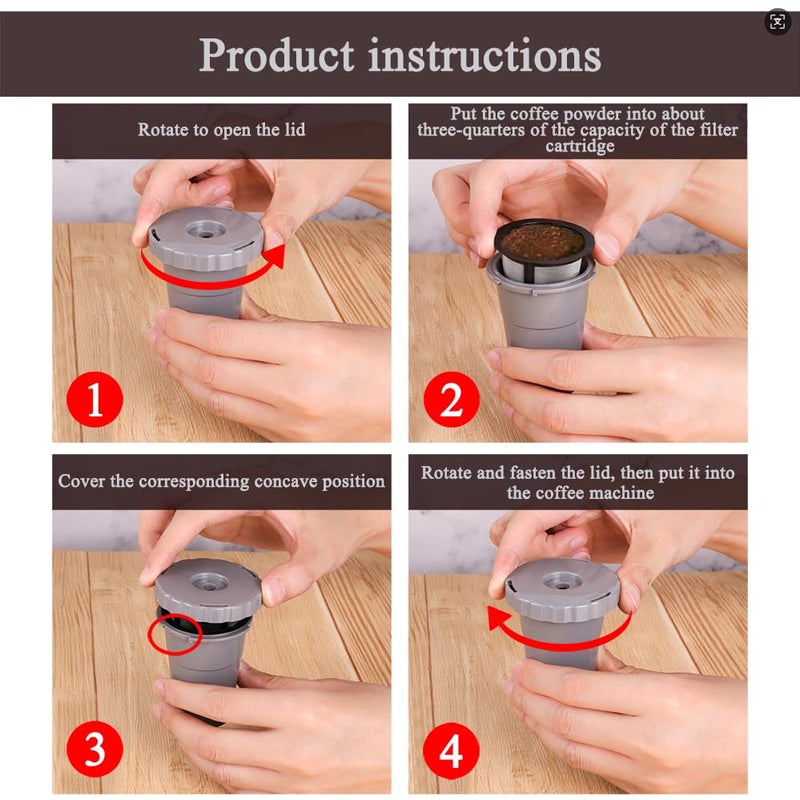 DSYJ for Keurig My K-Cup Reusable Coffee Filter, Brew Coffee or Tea, Fits K10 K15 K40/45 K55 K60/65 K70/75/79 Series with Sustainable Coffee Accessories, Gray 3 Pack - Image 2