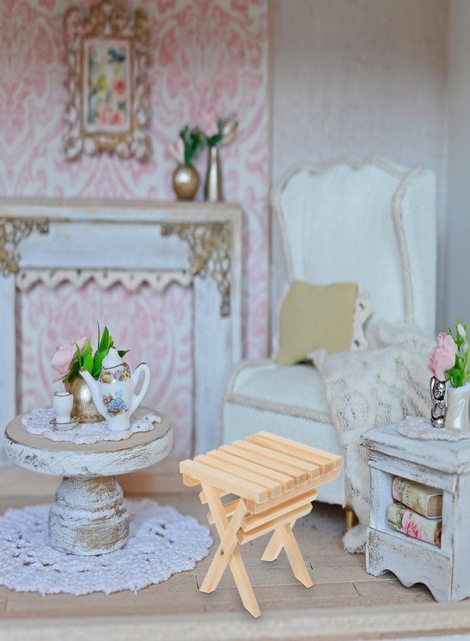 ifundom Miniature Dollhouse Folding Table 1:12 Scale Wooden Dollhouse Furniture Decor Vintage Style Mini Wood Table for DIY Doll House Accessories Dining Room Living Room Miniature Scene - Image 5
