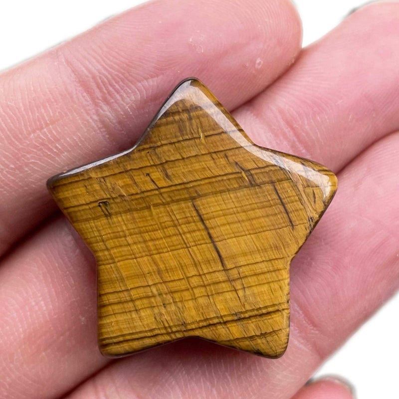 Fekuar Tigers Eye Stone Crystal Star Chakra Stones for Reiki Healing Yoga Balance Meditation Polished Mini Pocket Palm Stone 1 Inch 30mm