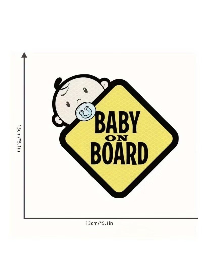 Generic Baby On Board Sticker for Cars- 2Pack Baby in Car High Intensity Reflective Waterproof Vinyl Safety Car Signs for Rear, Side Windows, Bumpers  - Image 2
