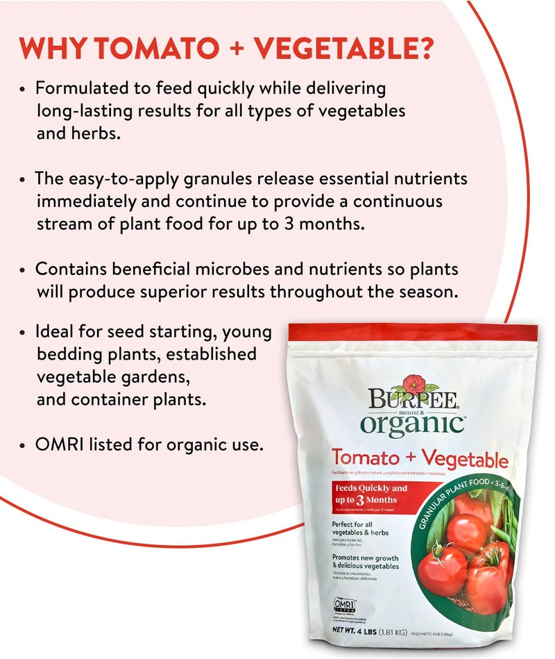 Burpee Organic Tomato & Vegetable Granular Plant Food, 4 lb - Image 3