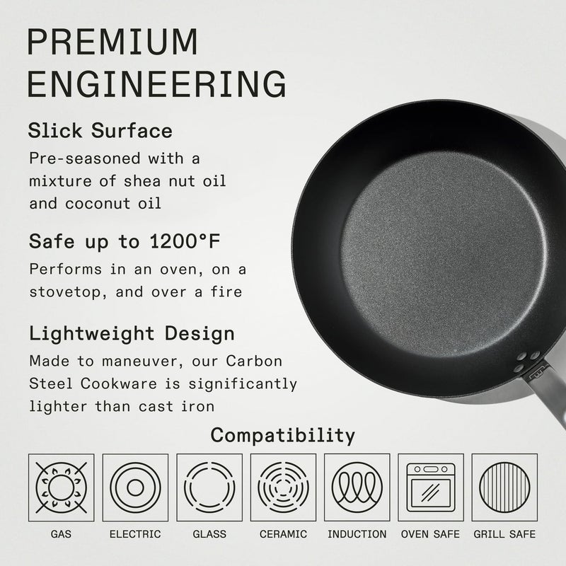Madein Made In Cookware - Seasoned 10" Carbon Steel Frying Pan - (Like Cast Iron, but Better) - Professional Cookware - Crafted in Sweden - Induction Compatible - Image 5