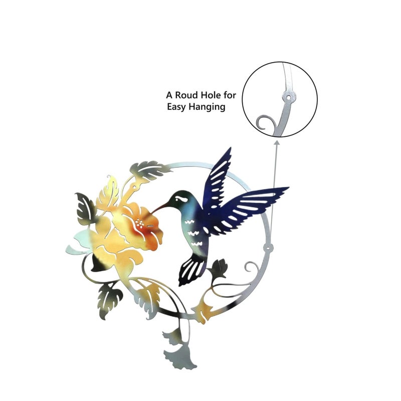 SOLARAE Metal Bird Wall Decorations Iron Flower Birds Wall Art Sculpture Vintage Garden Wall Hanging Decorations Ornaments - Image 2