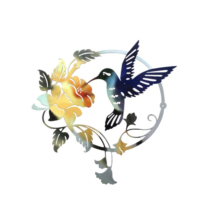 SOLARAE Metal Bird Wall Decorations Iron Flower Birds Wall Art Sculpture Vintage Garden Wall Hanging Decorations Ornaments - Image 1