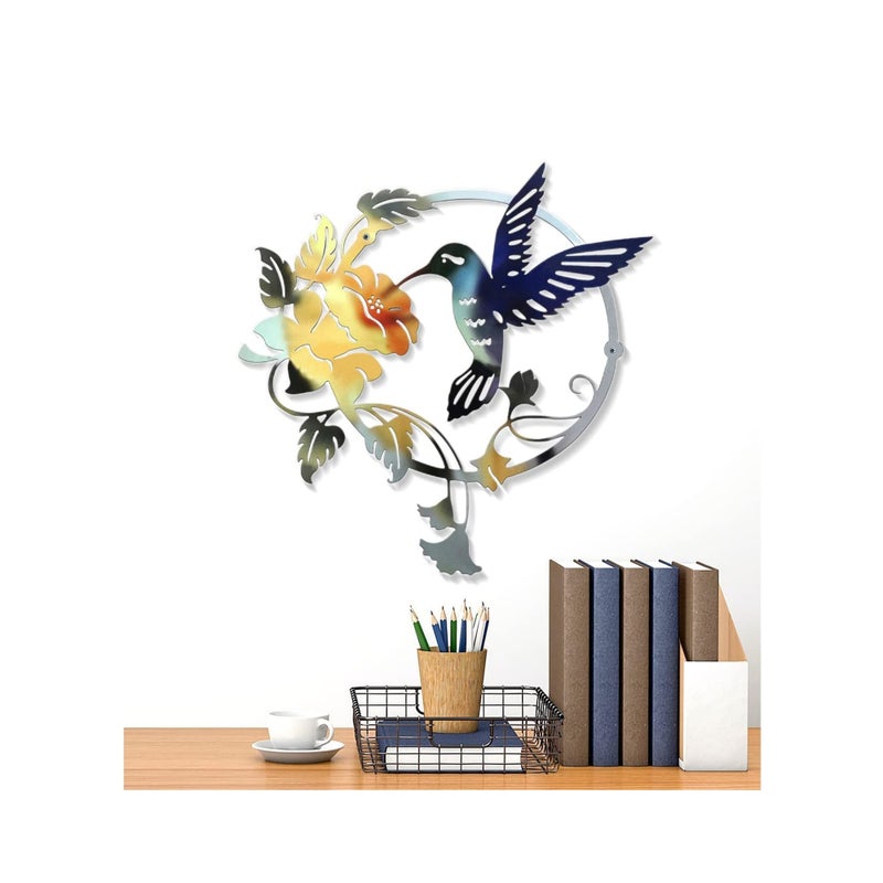 SOLARAE Metal Bird Wall Decorations Iron Flower Birds Wall Art Sculpture Vintage Garden Wall Hanging Decorations Ornaments - Image 4