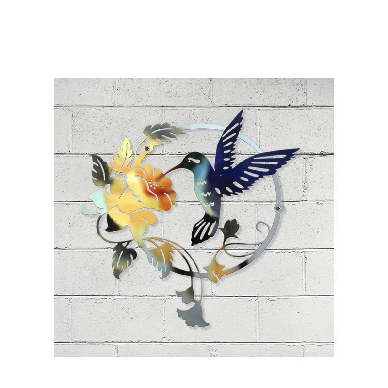 SOLARAE Metal Bird Wall Decorations Iron Flower Birds Wall Art Sculpture Vintage Garden Wall Hanging Decorations Ornaments - Image 3