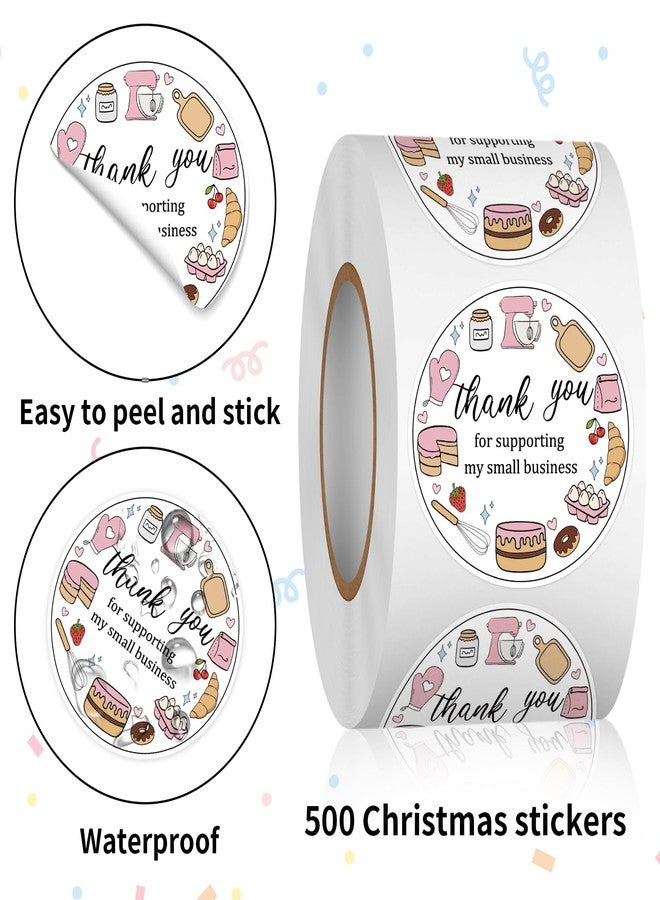 Heyfibro 500 PCS Thank You for Supporting My Small Business Stickers, 1.5 Inch Thank You Stickers for Small Business,Small Business Stickers for Packing, Party, Bags, Boxes(Baked Goods 2) - Image 3