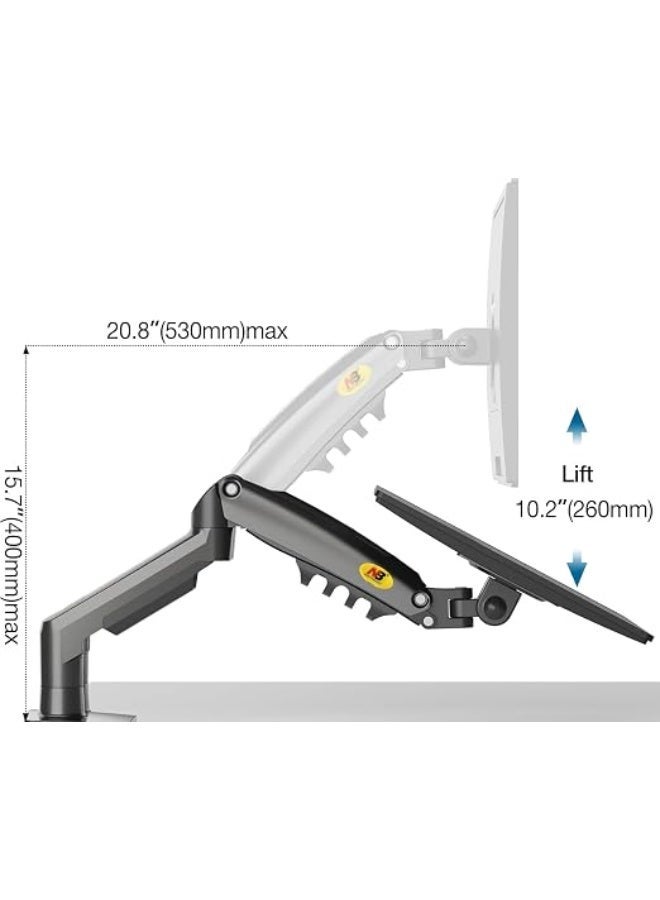 Dual desktop monitor stand for 17-30 inch monitors with adjustable gas spring arms, height, tilt, and swivel control, and compatibility with standard mounting sizes. - Image 4