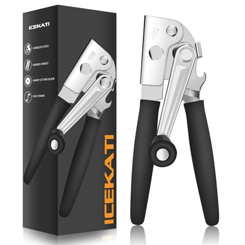 ICEKATI Commercial Can Opener, ICEKATl Can Opener Manual Heavy Duty Easy for Big Cans with Magnet, Folding Hand Crank With Comfortable Long Handles - Image 1