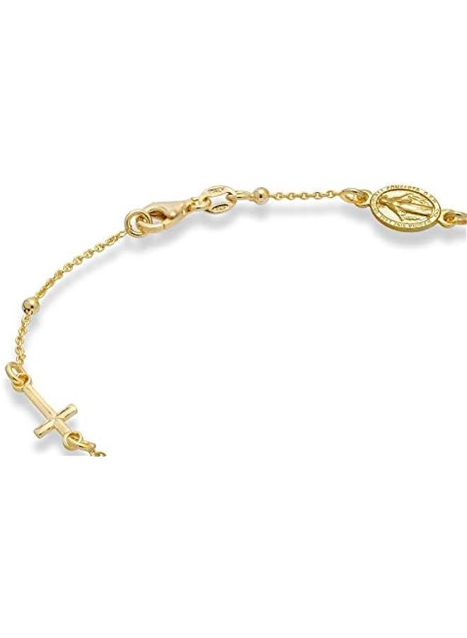 عربست ميابيلا خلخال من الفضة الاسترلينية عيار 925 او الذهب الاصفر عيار 18 قيراط فوق الفضة الايطالية مع خرز متقاطع للنساء والفتيات المراهقات، صنع في ايطاليا - Image 2